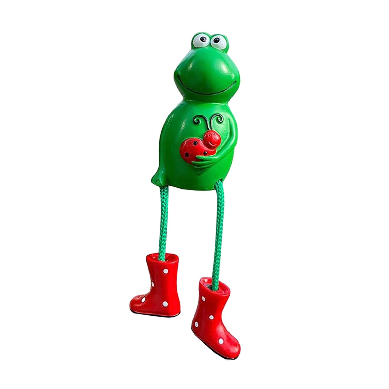 2xFrog Garden Decoration Resin Crafts Frog Statue for Office Living Room Porch Red Feet