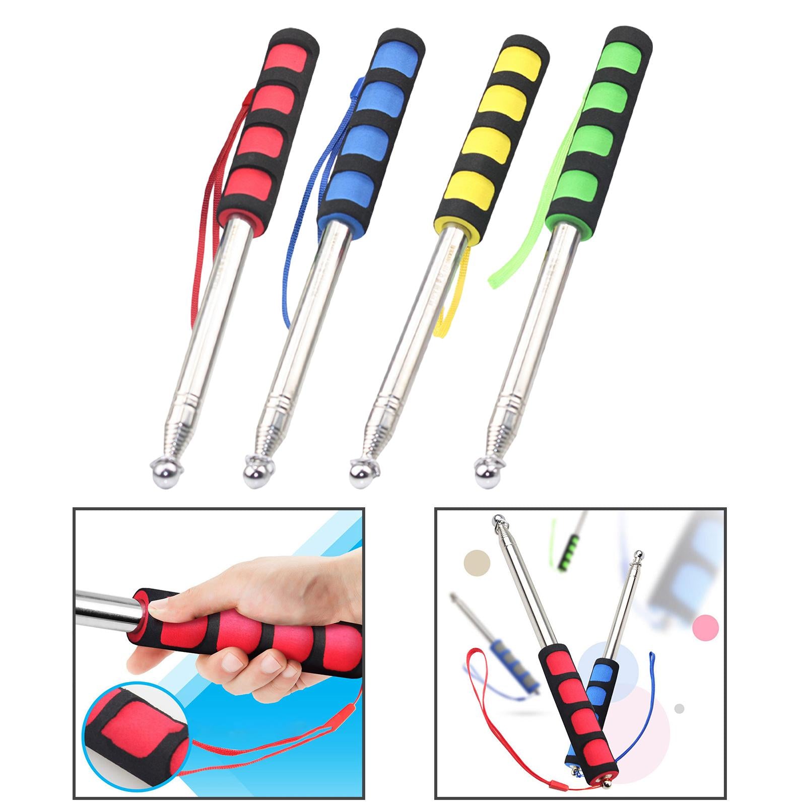 3xTour Guide Flag Pole Lightweight Stainless Steel Telescopic Banner Flag Pole Red