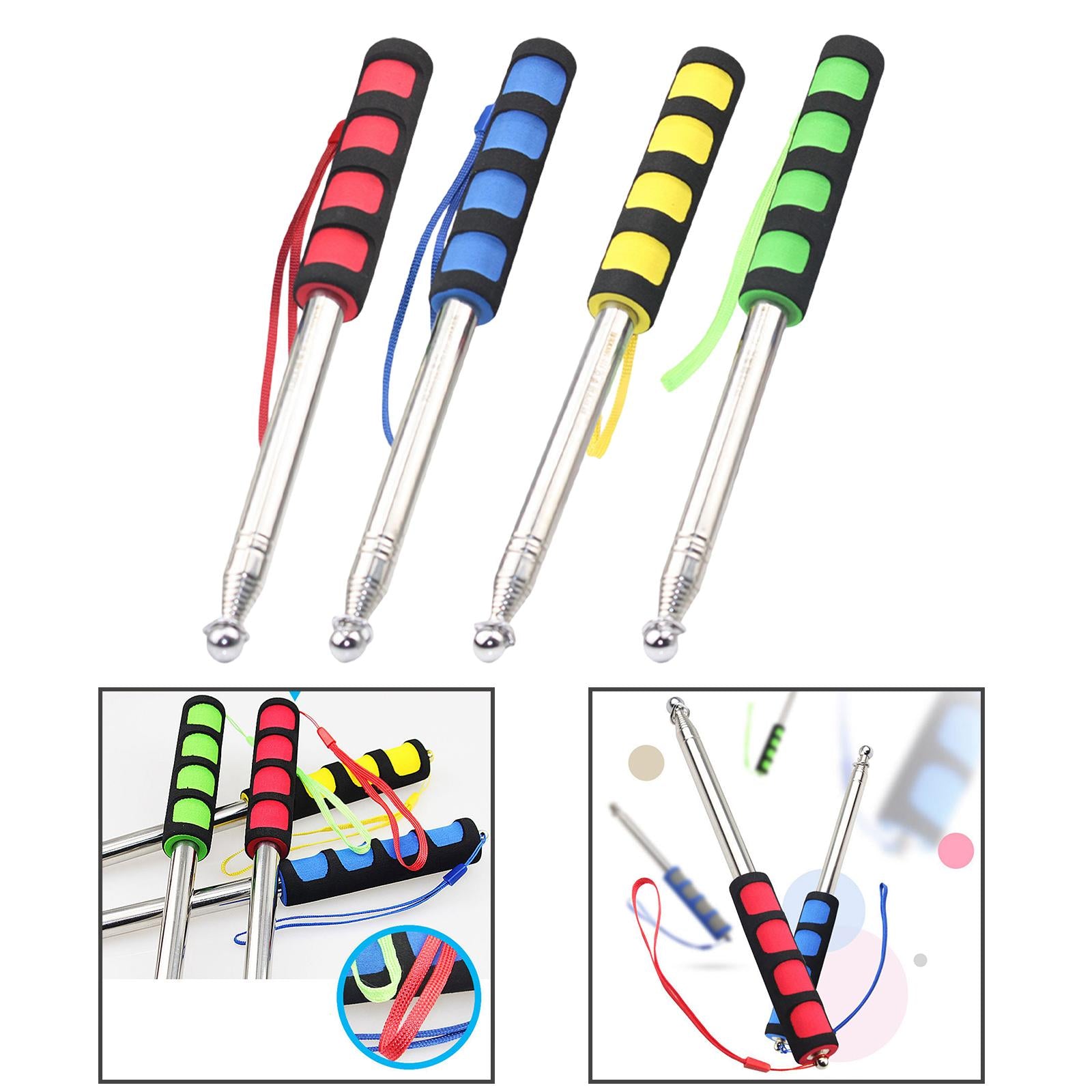 3xTour Guide Flag Pole Lightweight Stainless Steel Telescopic Banner Flag Pole Red
