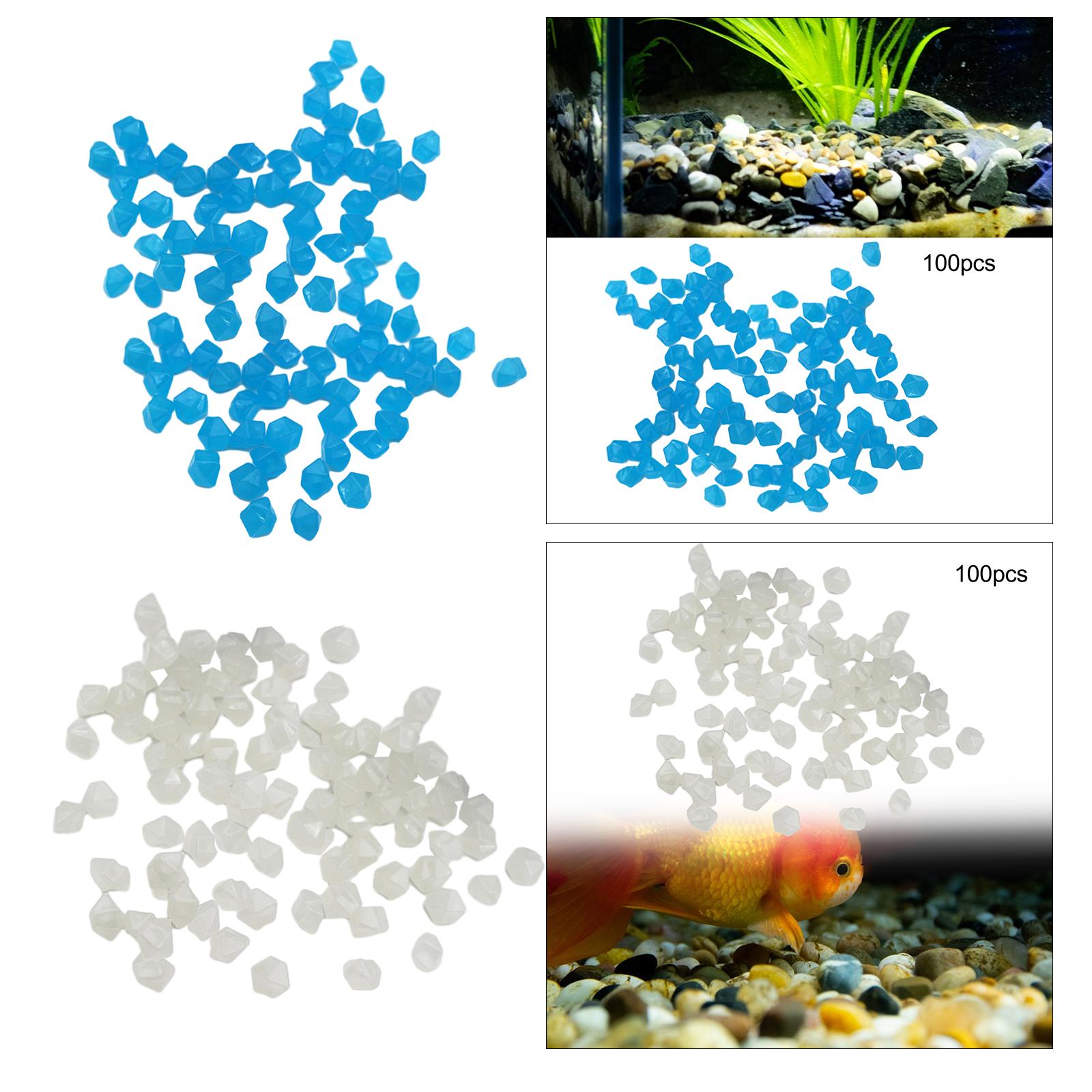 4x100 Pieces Glow in The Dark Stones Rocks Indoor Outdoor for Fish Tank Sturdy Blue