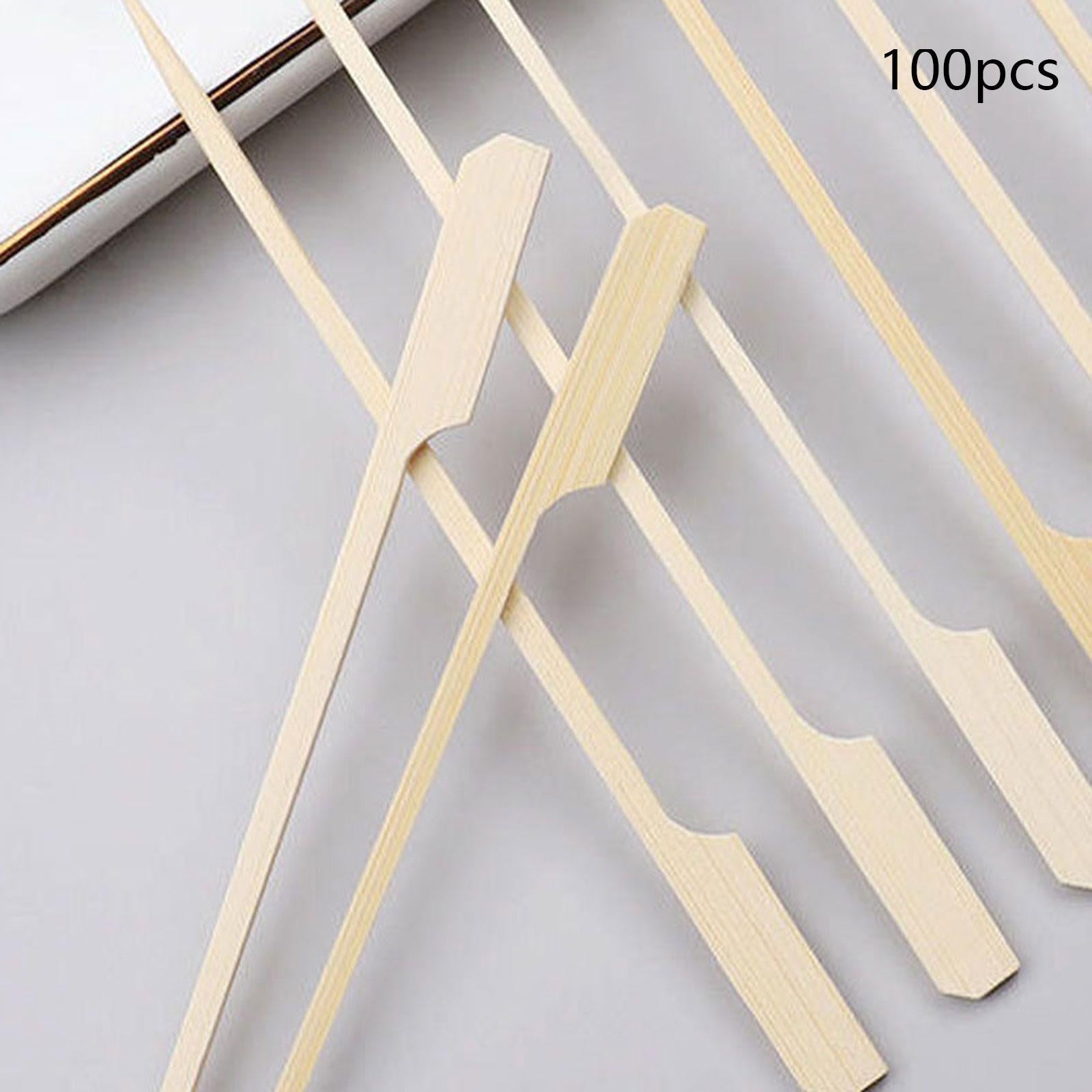 2x100 Pieces Bamboo Skewers BBQ Wood Grilling Skewers for Camping Fruit Kababs 9cm