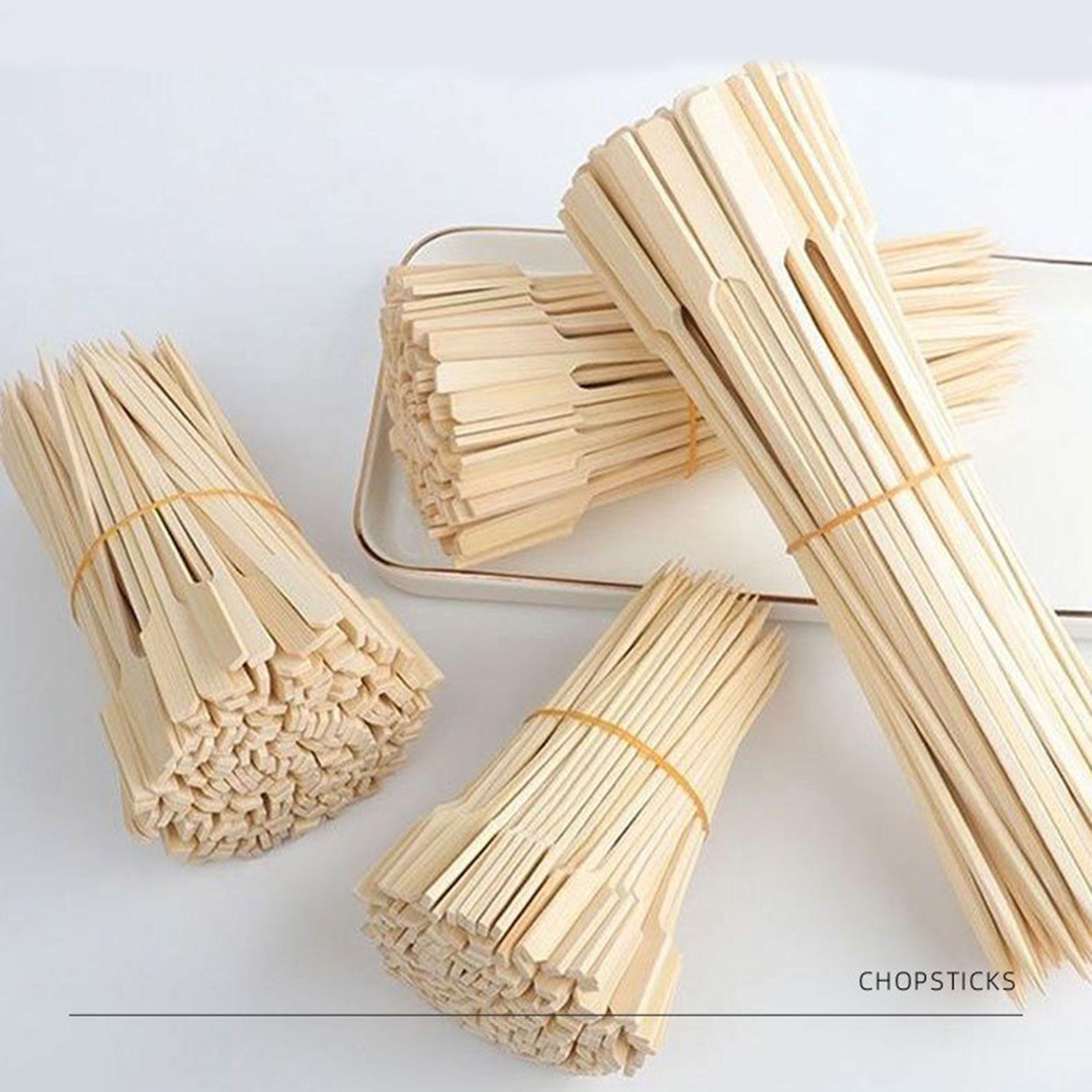2x100 Pieces Bamboo Skewers BBQ Wood Grilling Skewers for Camping Fruit Kababs 9cm