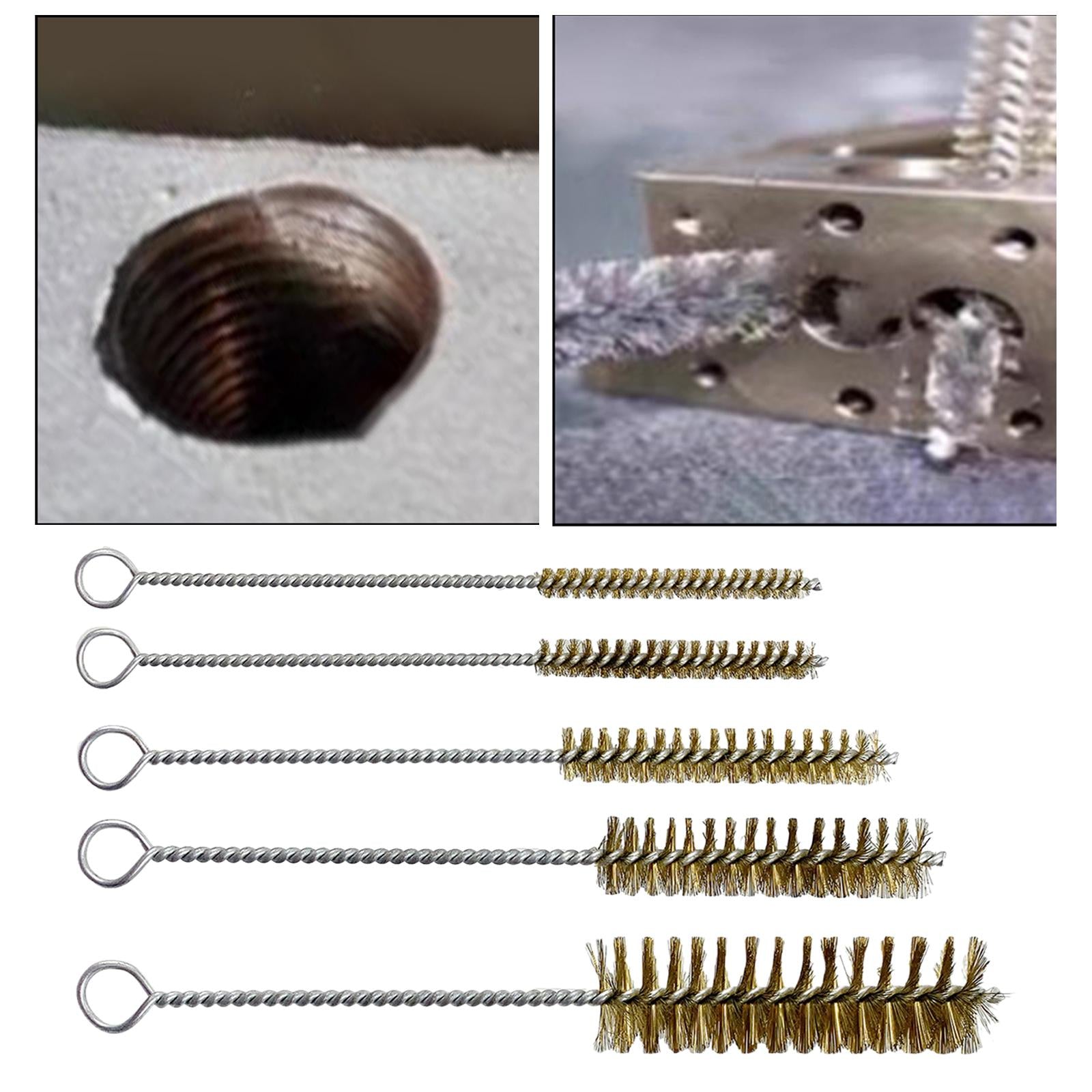 3xBrass Bristles Tube Cleaning Brush Metal Wire Brush for Sink Plumbing Sturdy 20cmx1.6cm