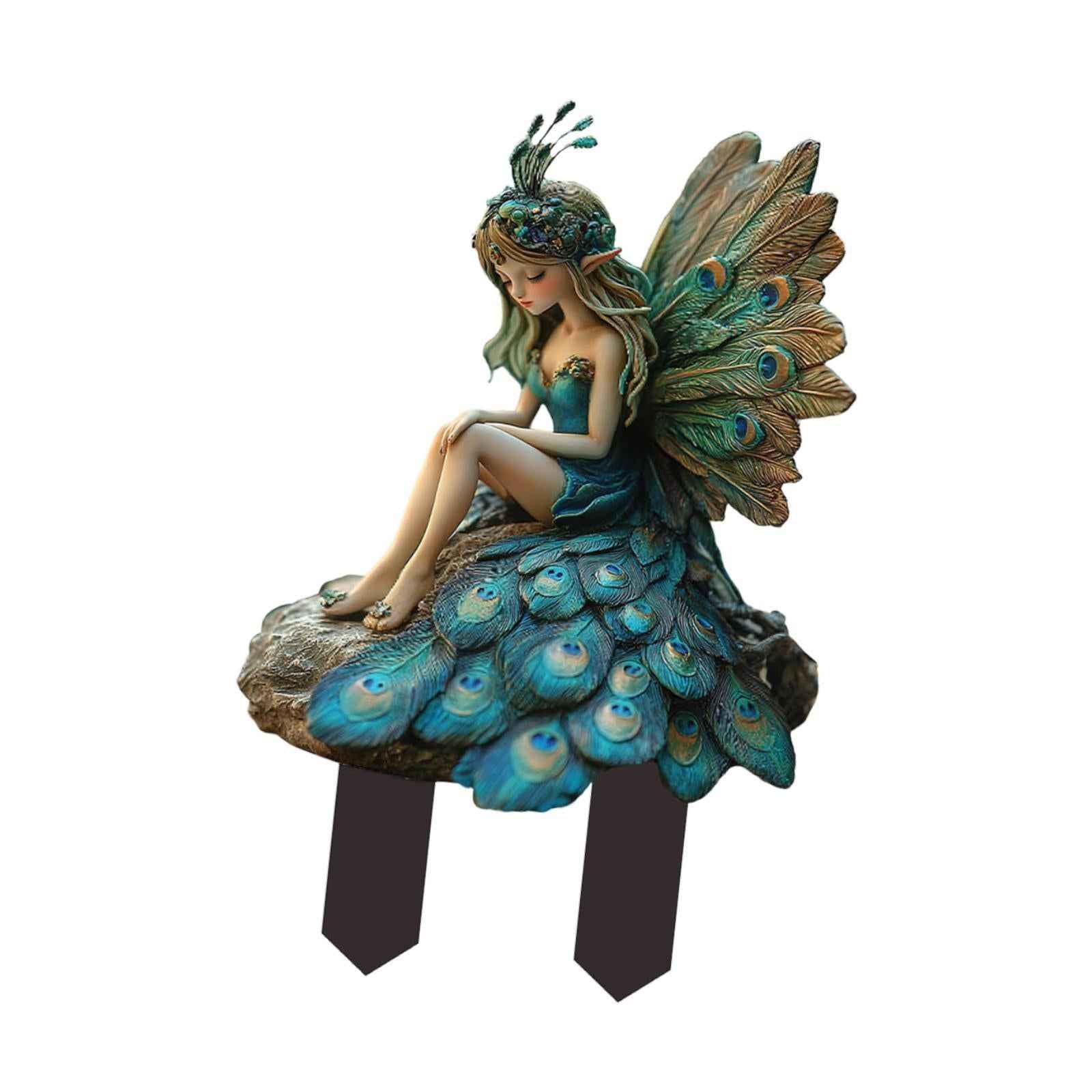 Peacock Fairy Garden Stake 2D Creative Decoration for Path Outdoor Plant Pot