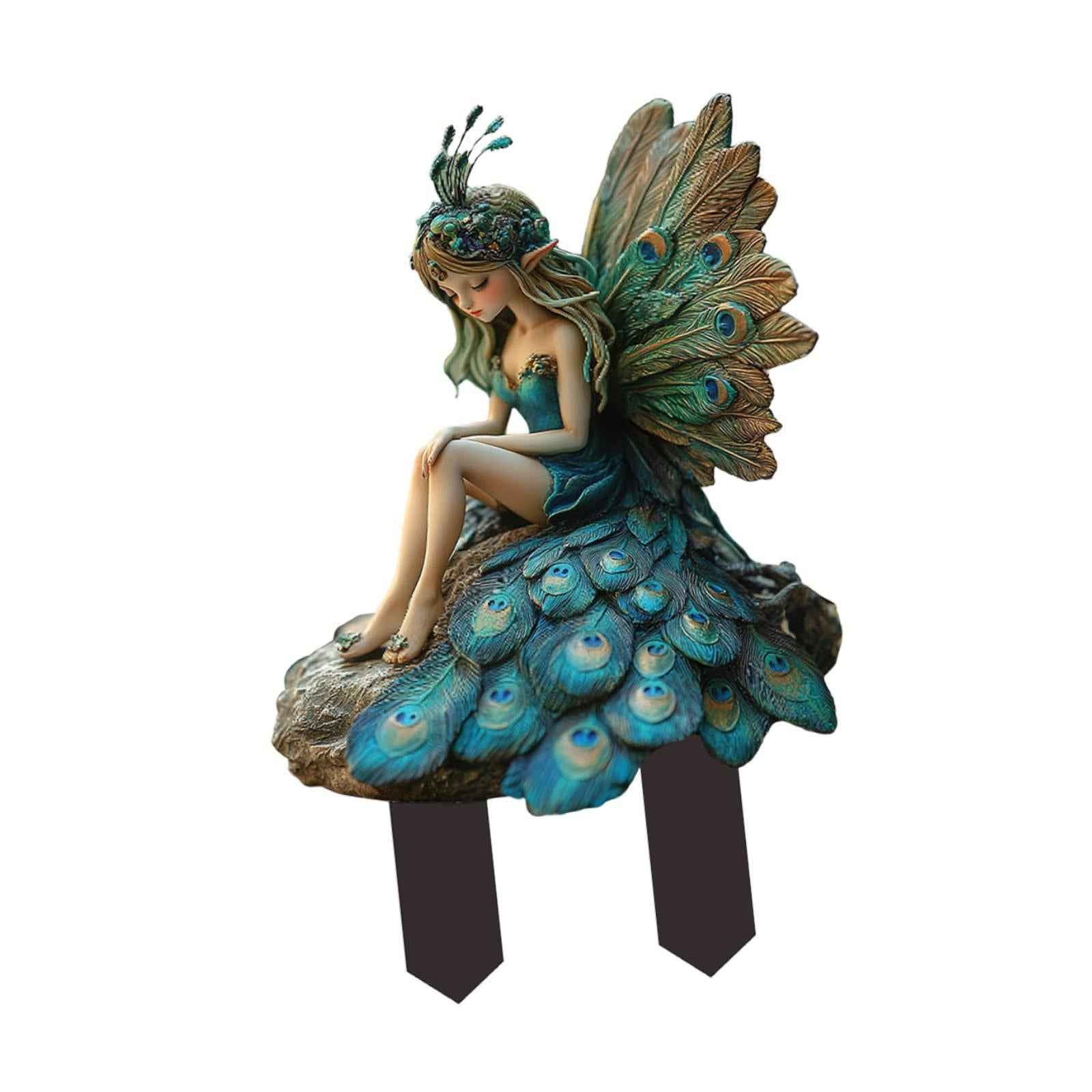 Peacock Fairy Garden Stake 2D Creative Decoration for Path Outdoor Plant Pot