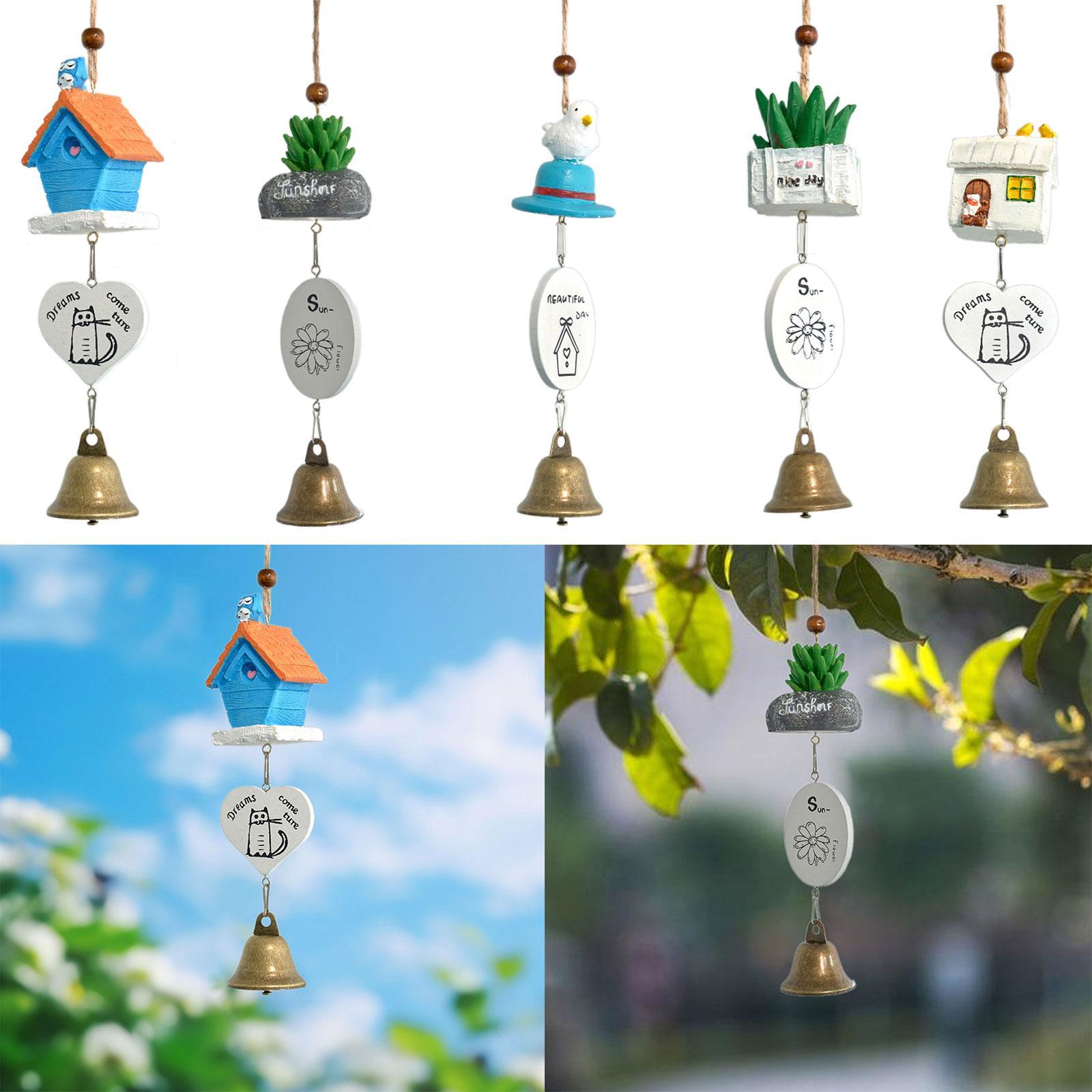 Cartoon Wind Chime Birthday Gift Indoor/Outdoor Decor for Study Garden Patio Blue House