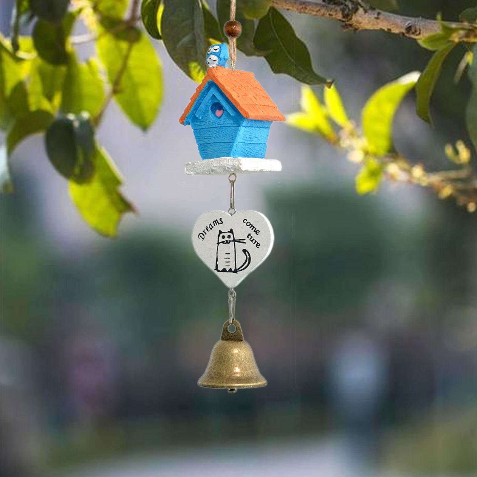 Cartoon Wind Chime Birthday Gift Indoor/Outdoor Decor for Study Garden Patio Blue House