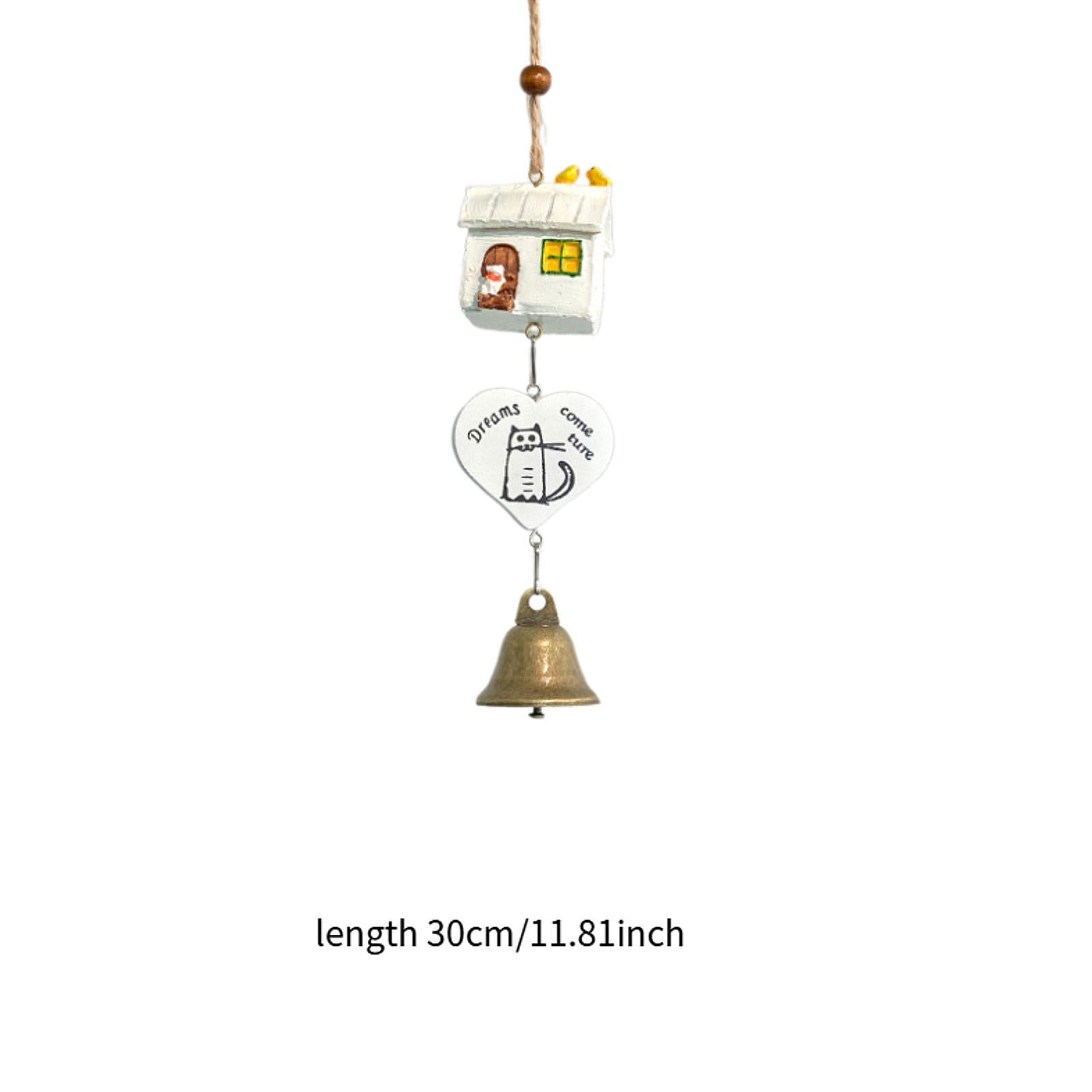 Cartoon Wind Chime Birthday Gift Indoor/Outdoor Decor for Study Garden Patio White Hut