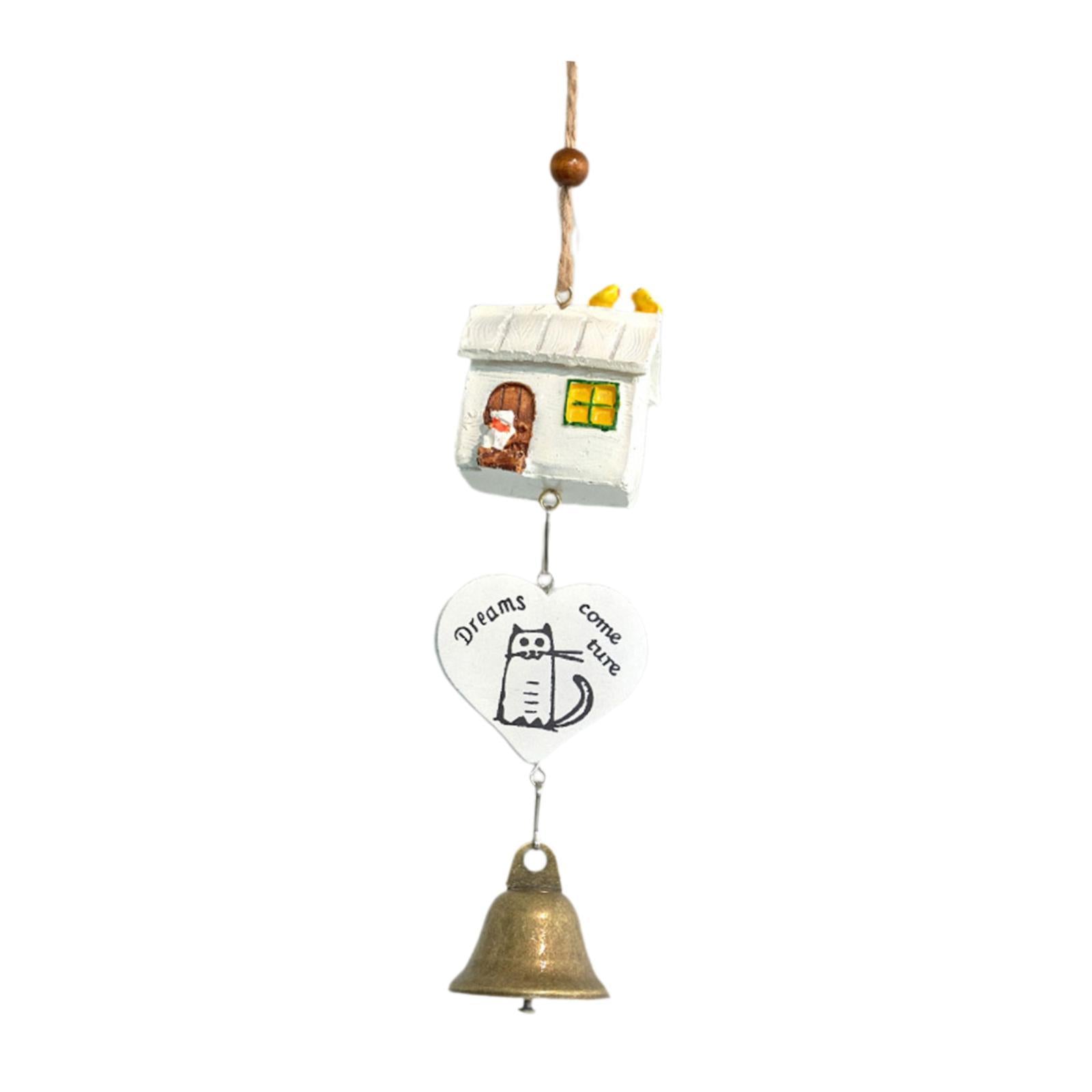 Cartoon Wind Chime Birthday Gift Indoor/Outdoor Decor for Study Garden Patio White Hut