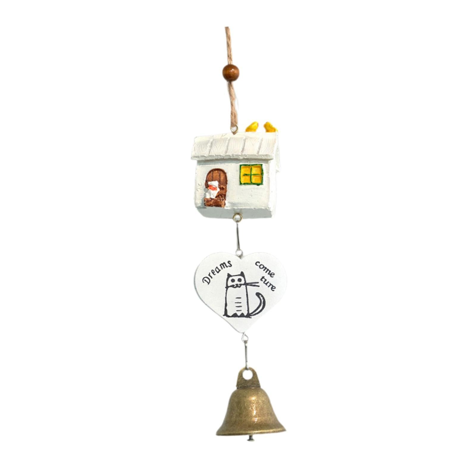 Cartoon Wind Chime Birthday Gift Indoor/Outdoor Decor for Study Garden Patio White Hut