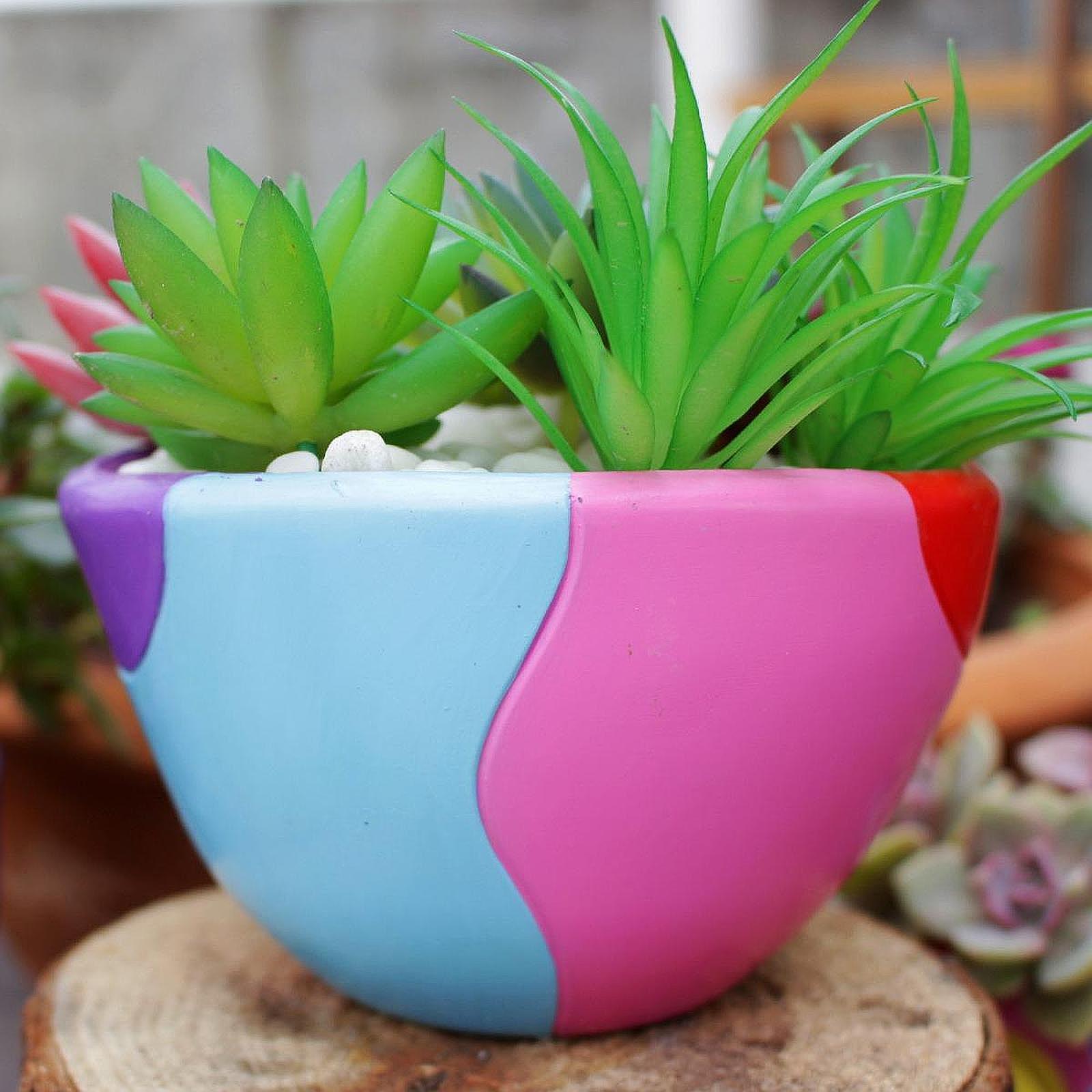 Abstract Face Plant Pot Bedroom Modern Figurine Desk Windowsill Head Planter