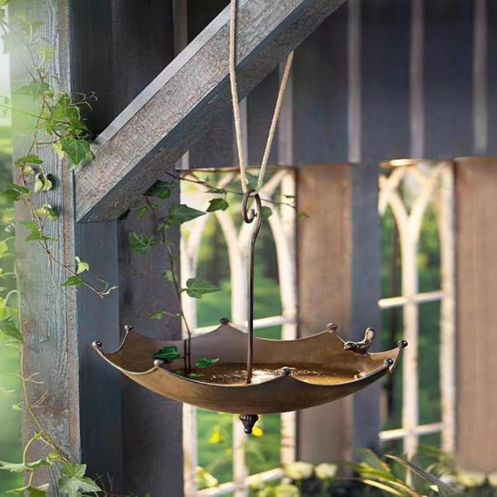 Bird Feeder for Outside Hanging Iron Umbrella Shape for Home Backyard Garden