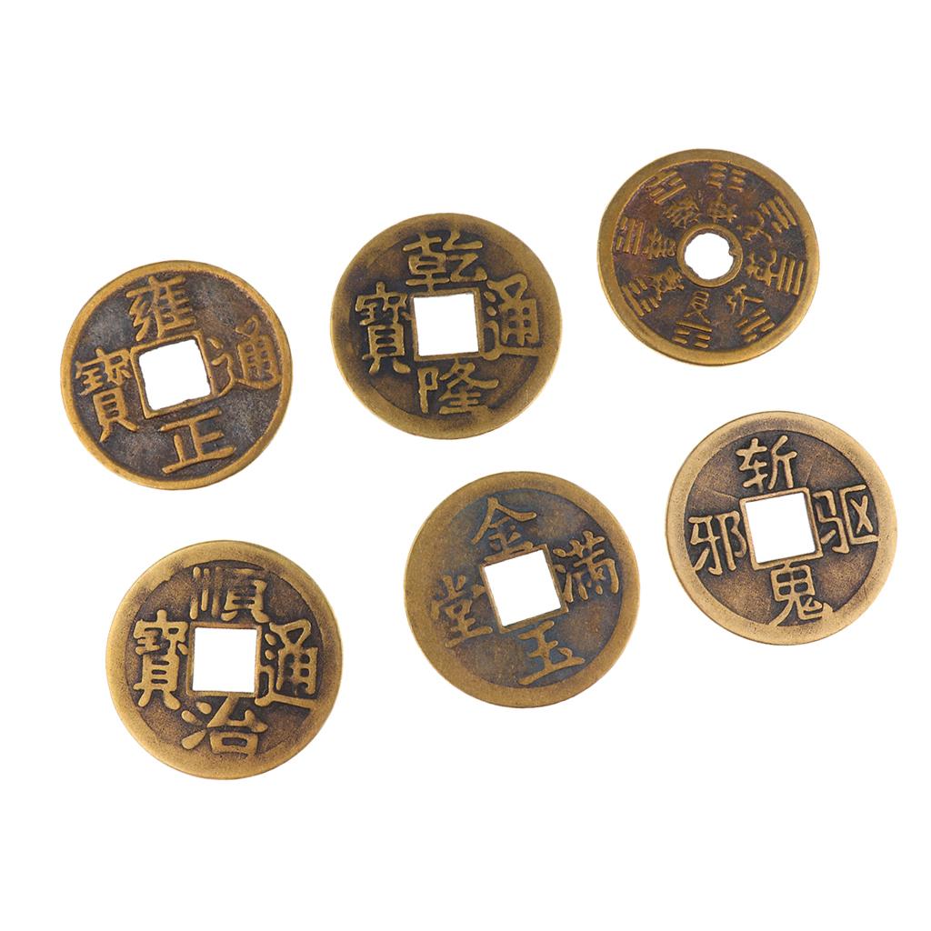 3xSet of 6 Feng Shui Coin 1.65'' Brass Fortune Coin Chinese Lucky I Ching Coin