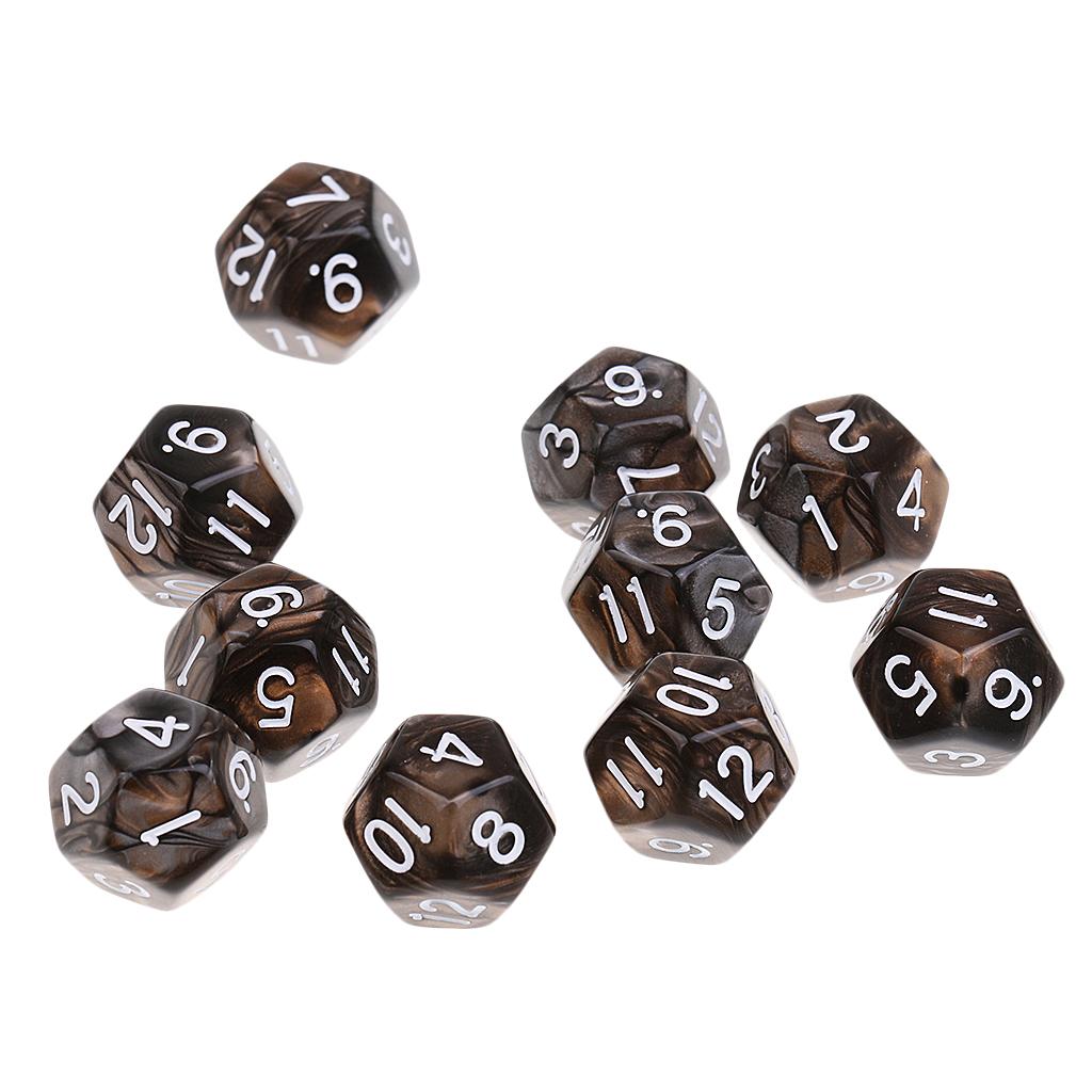 4x10pcs 12 Sided Dice D12 Polyhedral Dice for Dungeons and Dragons Table Games Coffee Gray