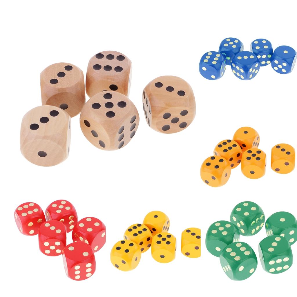 4x5 Piece/Set 3cm Wooden Dice D6 Six Sided Dotted Dice for D&D TRPG Toy Orange