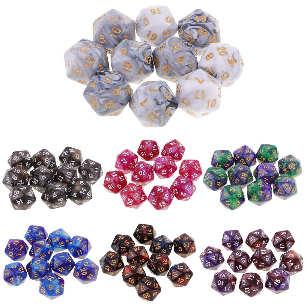 30pcs 20 Sided D20 Polyhedral Dice for Dungeons & Dragons Games Blue Purple