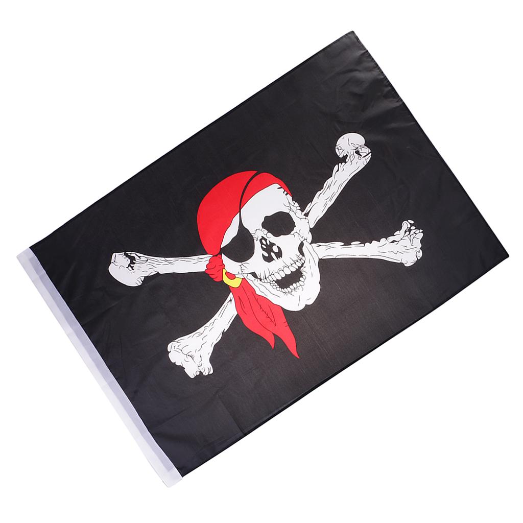 4x2ftx3ft Pirate Skull with Red Bandana Flag Polyester 60x90cm for Hom Decors