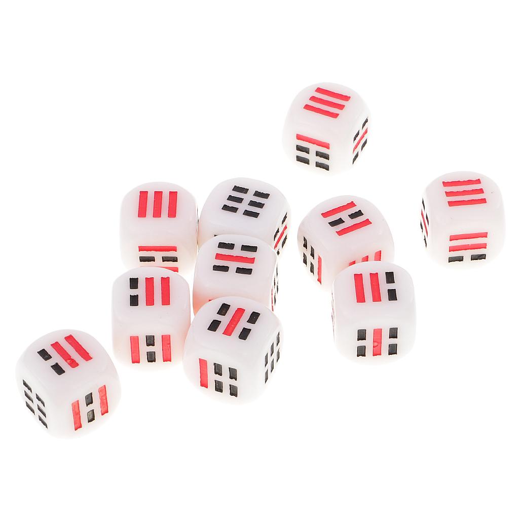 3x10 Pieces 6-sided D6 Astrology Dice for Divination Trigrams Toys