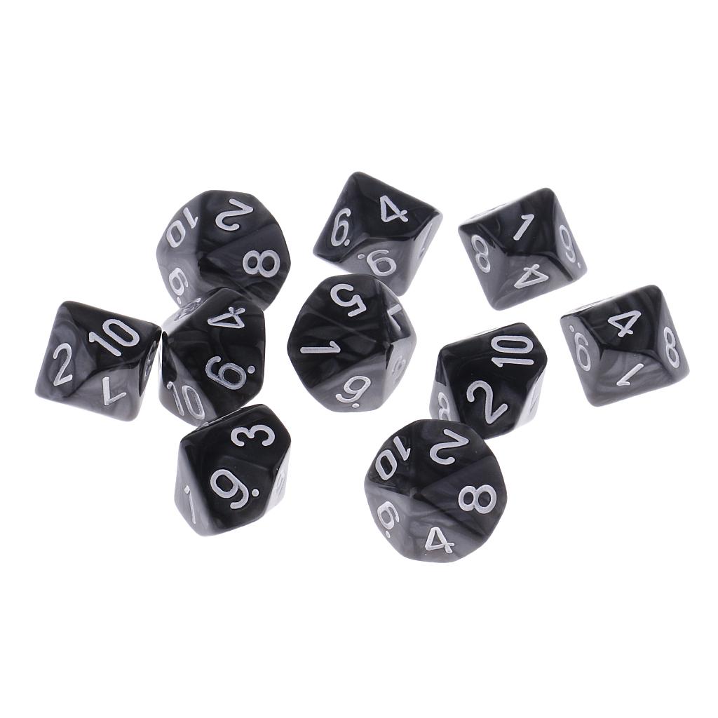 50 Pieces Plastic 10-sided Dice D10 Digital Dice for Party Bar Game Props
