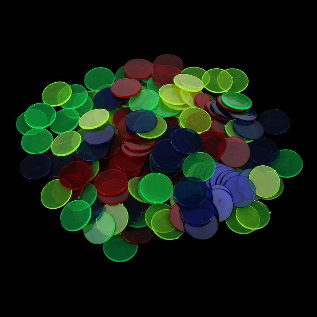 100 Pieces Translucent Bingo Chip 3/4 Inch for Bingo Game Cards Mixed Color