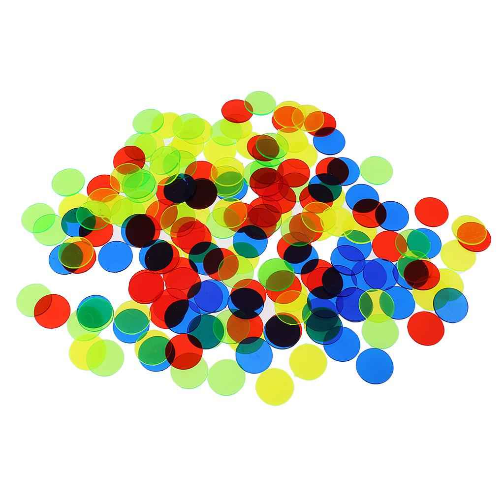 100 Pieces Translucent Bingo Chip 3/4 Inch for Bingo Game Cards Mixed Color