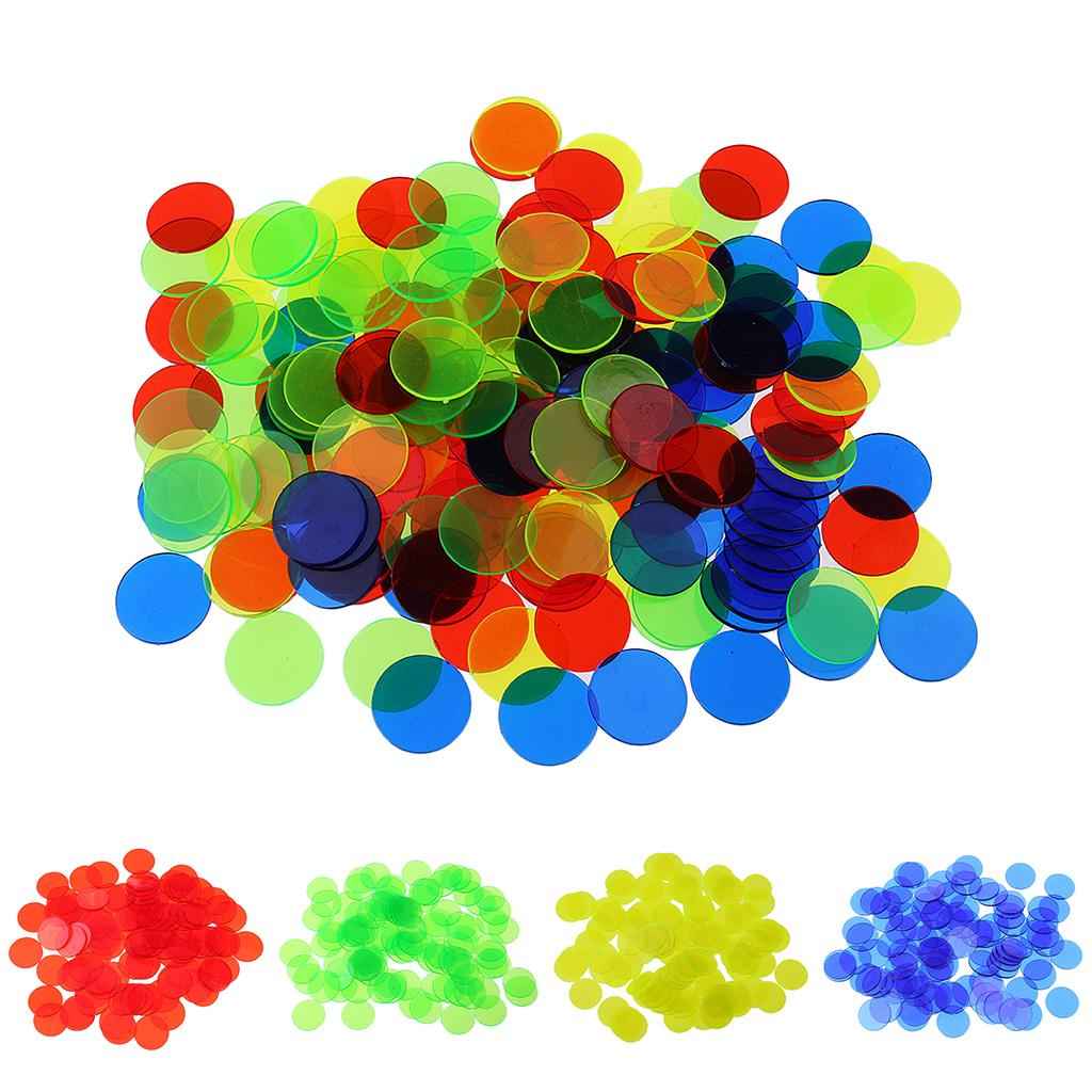 100 Pieces Translucent Bingo Chip 3/4 Inch for Bingo Game Cards Mixed Color