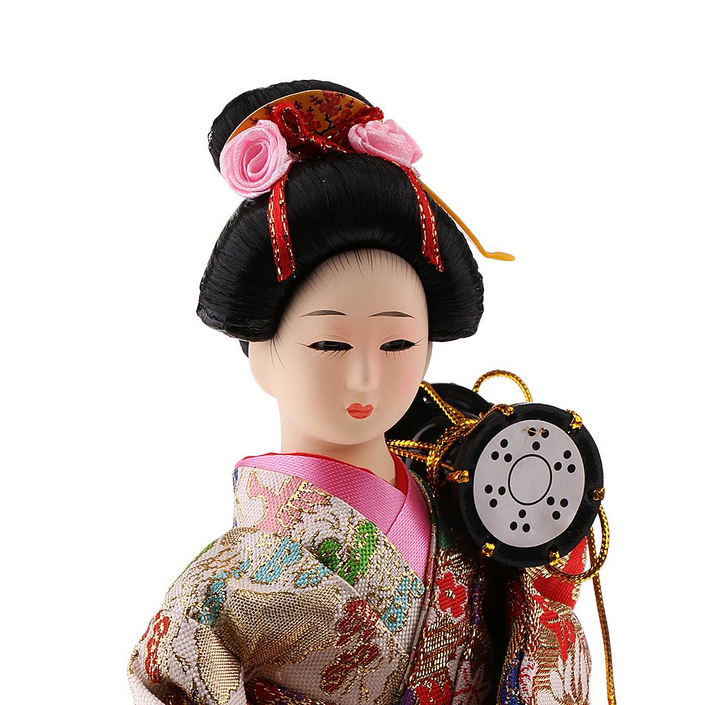 2Pcs Japanese Geisha Kimono Doll Ornaments Crafts Home Table Decoration Gift