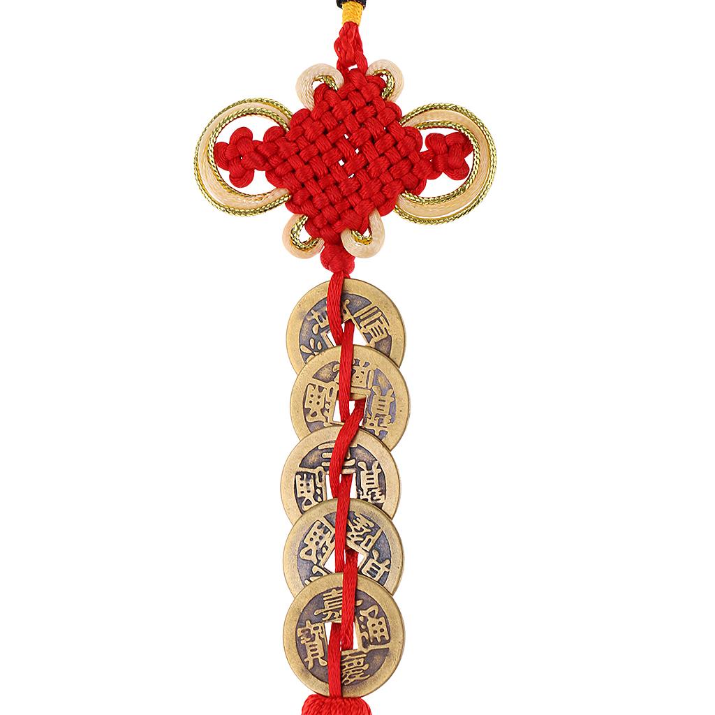 4x13 Chinese Knot Tassel Feng Shui Coins Pendant Lucky Amulet Car Inner Decor"