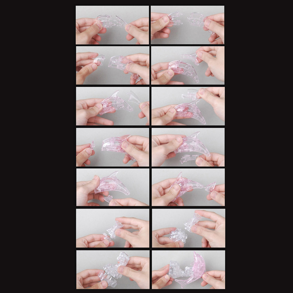 3D DIY Crystal Puzzle Children Kids Educational Learning Toy Dolphin, 2 Set