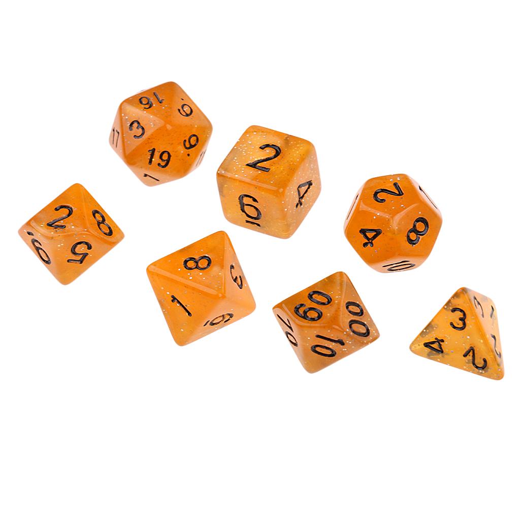 2x7 Pieces Polyhedral Dice Set D6 D8 D10 D12 D20 Board Games Toy Gift Orange