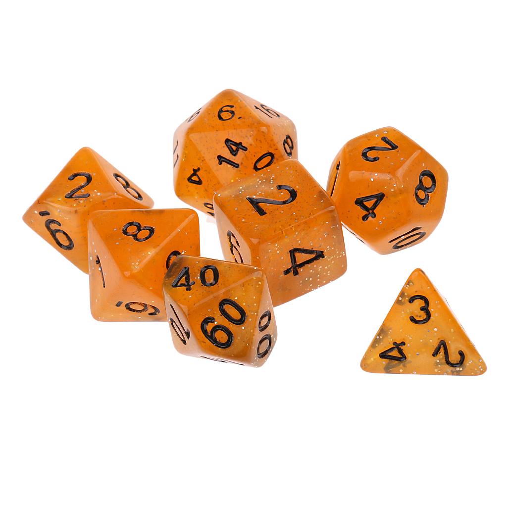 2x7 Pieces Polyhedral Dice Set D6 D8 D10 D12 D20 Board Games Toy Gift Orange