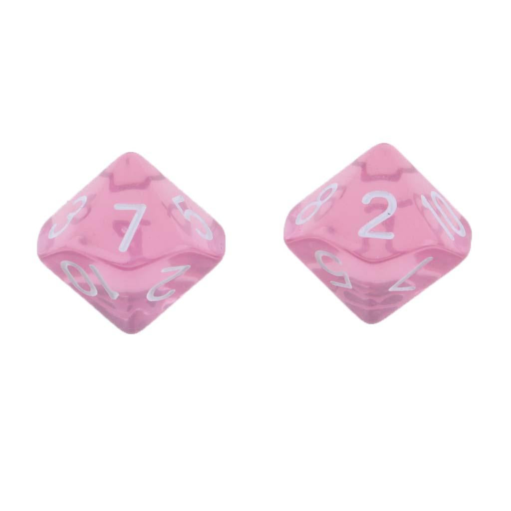 4x10 Pieces Plastic D10 Dice for D&D RPG Board Game Toy DIY Pink