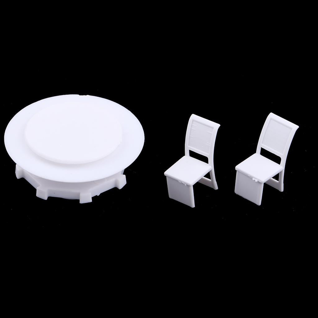 4xMiniature Dollhouse Kitchen Scenery Model 1:100 HO Scale Dining Table Chairs