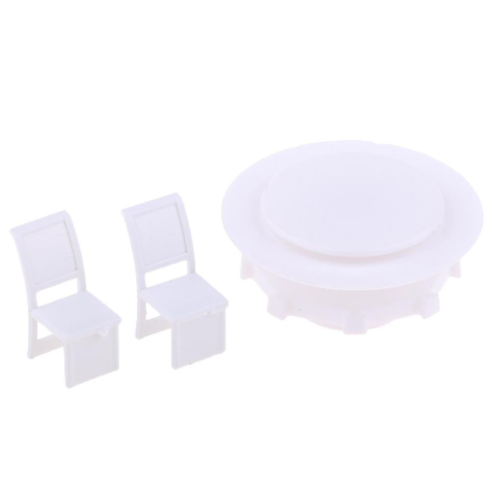 3xMiniature Dollhouse Kitchen Scenery Model 1:100 HO Scale Dining Table Chairs