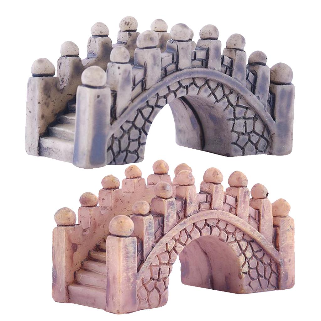 4xResin Bridge Figurine Fairy Garden Miniatures DIY Micro Landscape Decoration
