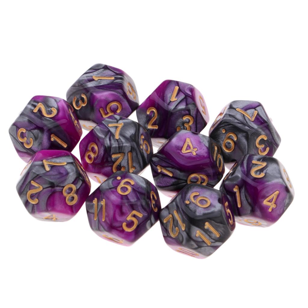 2xMulti-sided Dice Polyhedron Dice D12 for D&D TRPG Table Game Purple+Grey