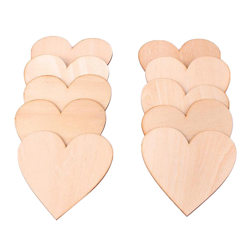 4x10pcs Natural Cutouts Wood Heart Shapes DIY Craft Wooden Embellishments