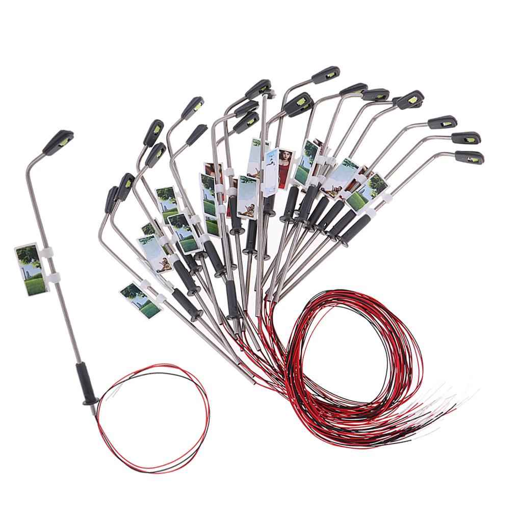20Pc Stainless Steel LED Light Wire Lamppost 1/200 for Diorama Architecture Scenery Building