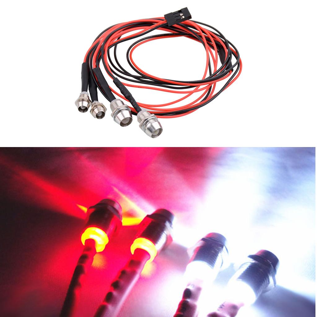 3xHeadlights for 1/5 1/8 1/10 1/12 1/16 RC Car Truck 4 LED Light Kit Red White