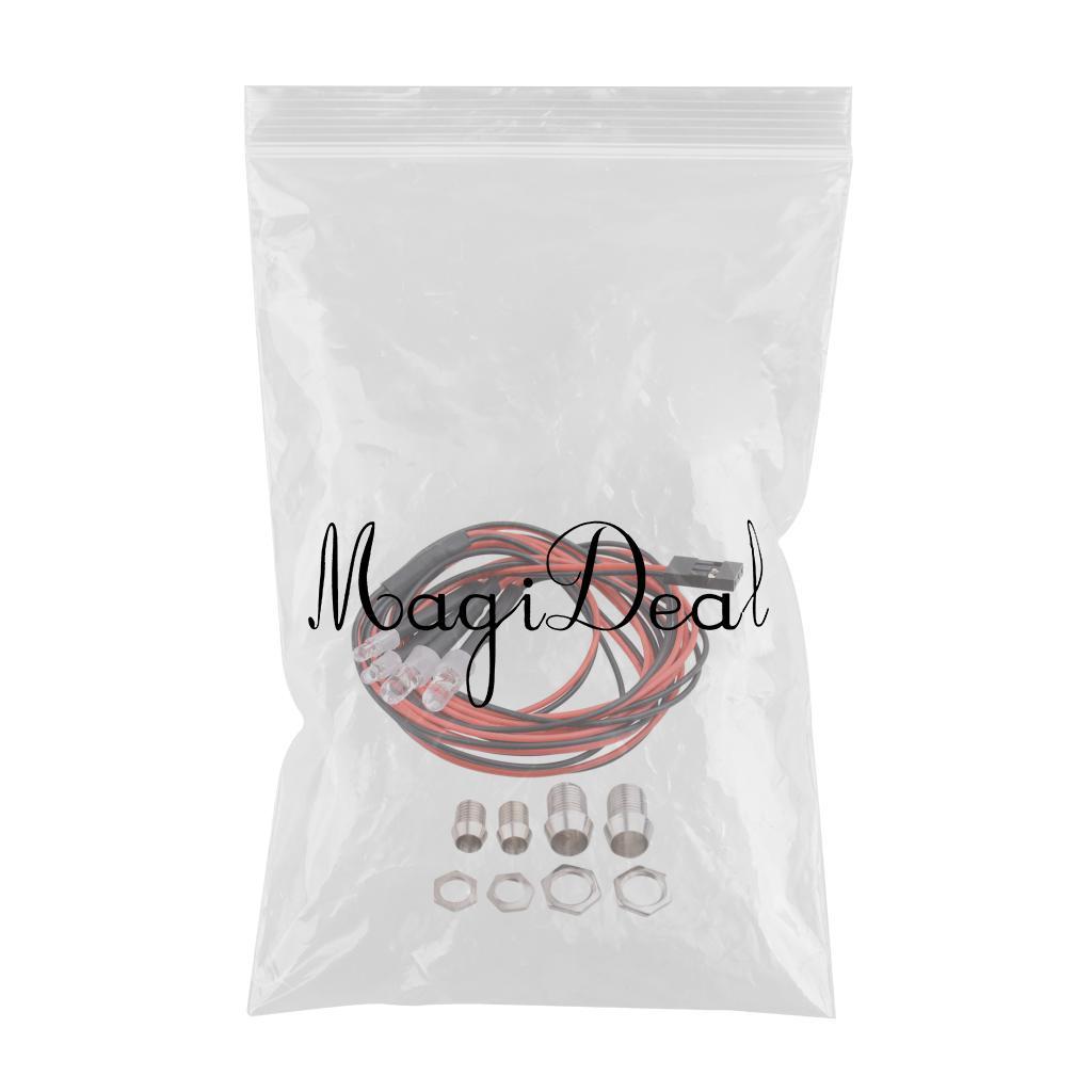 2xHeadlights for 1/5 1/8 1/10 1/12 1/16 RC Car Truck 4 LED Light Kit Red White