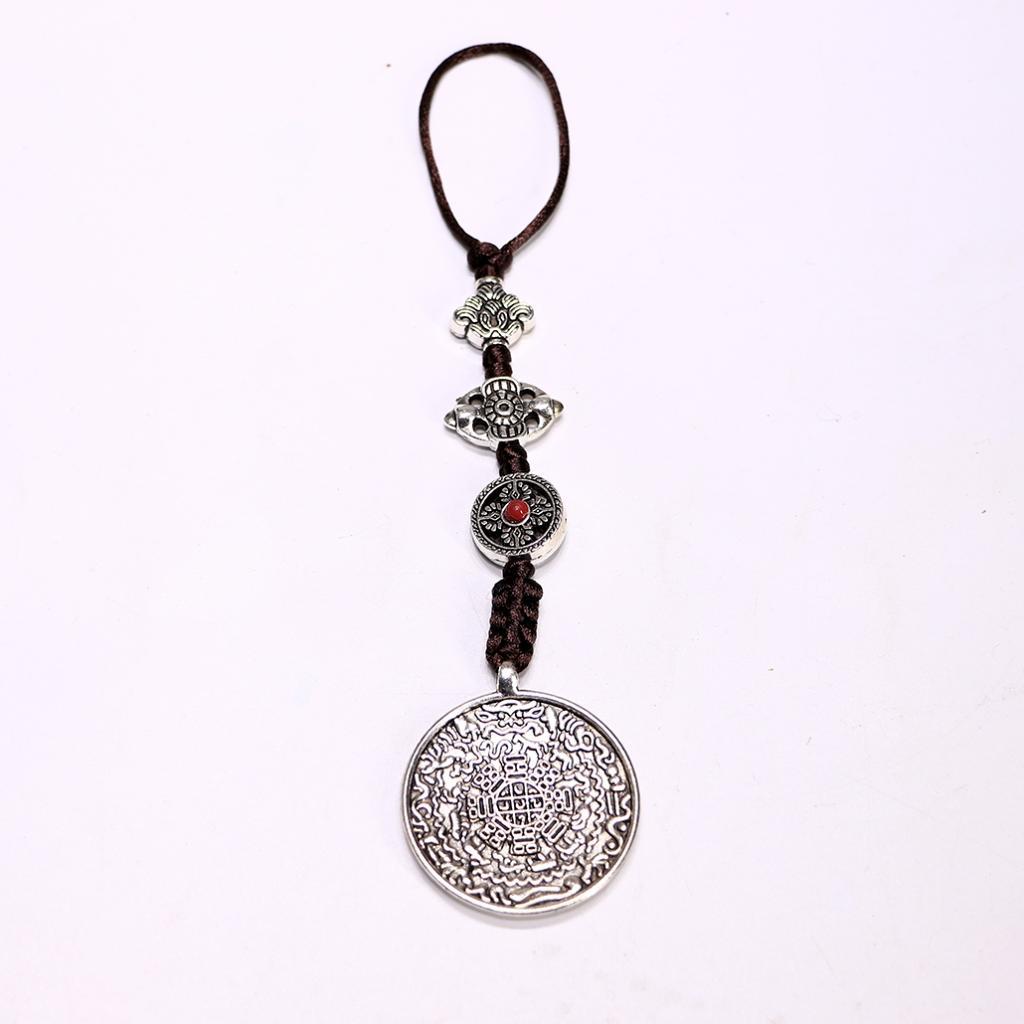 2xTibetan Shamans Buddhism Copper Mirror Amulet Pendant Necklace Hanging 43mm