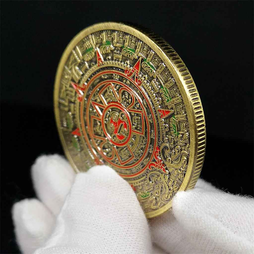 1pc Mayan Qilong Green Bronze Coin Pyramid Lucky Commemorative Medallion