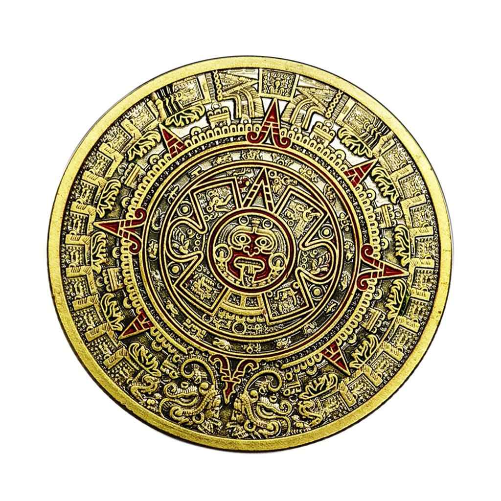 1pc Mayan Qilong Green Bronze Coin Pyramid Lucky Commemorative Medallion