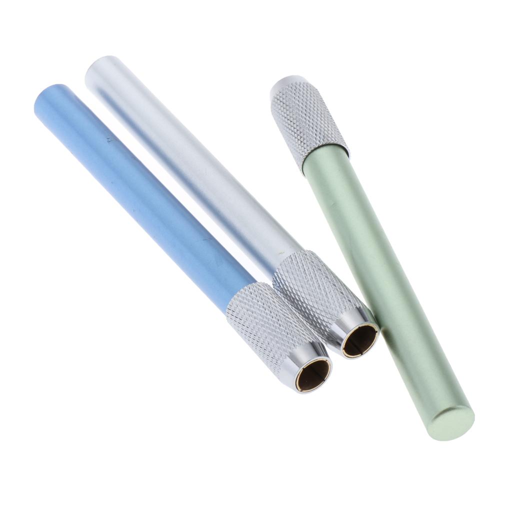 2xAssorted Colors Pencil Lengthener Pencil Extender Holder silver+blue+green
