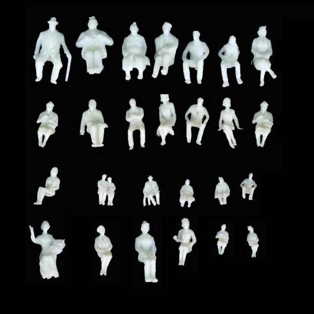 3xModel People Sitting White Figures Train Park Street Layout