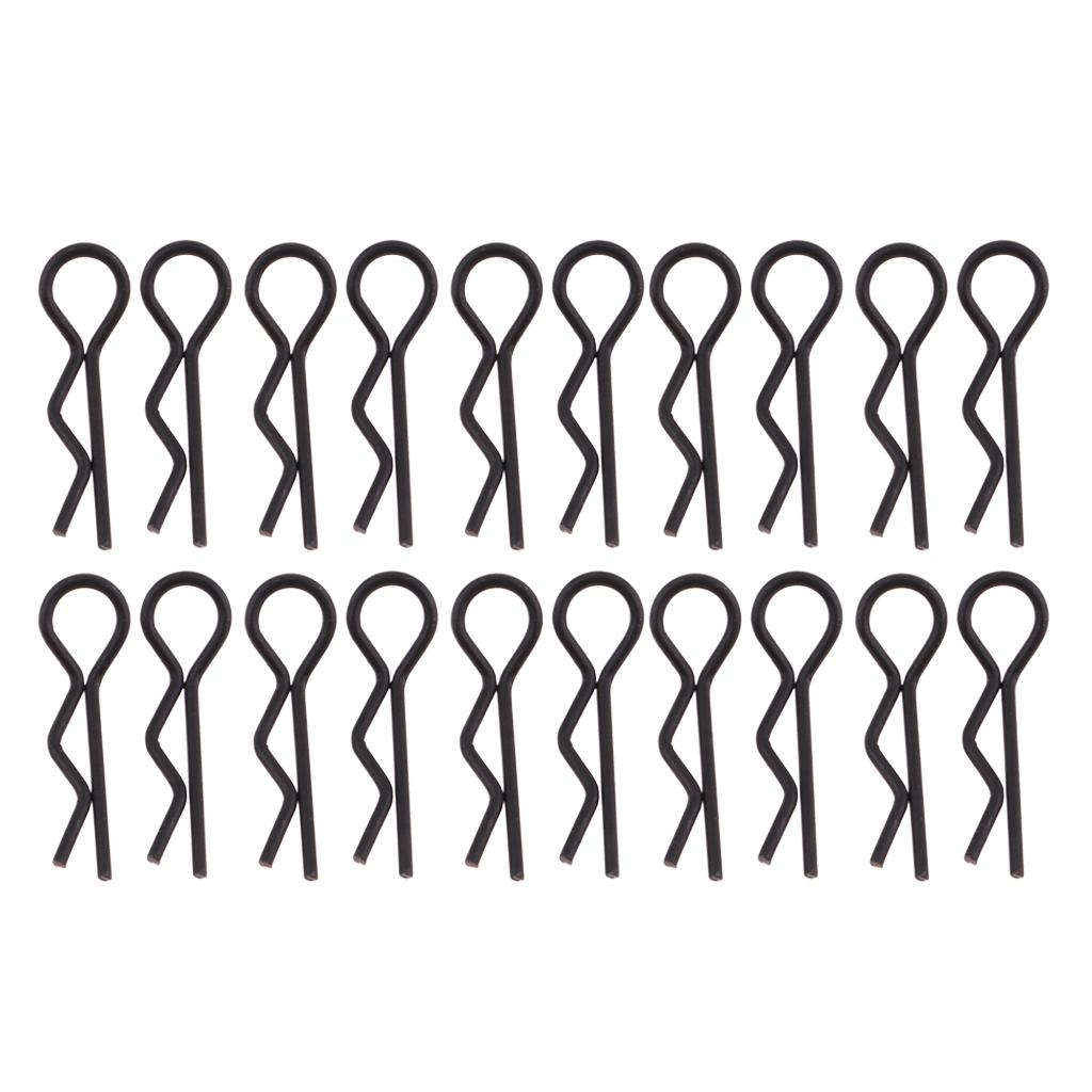 2x20Pcs R-type Body Shell Clip For 1/10 1/12 1/16 RC Crawler Truck Black