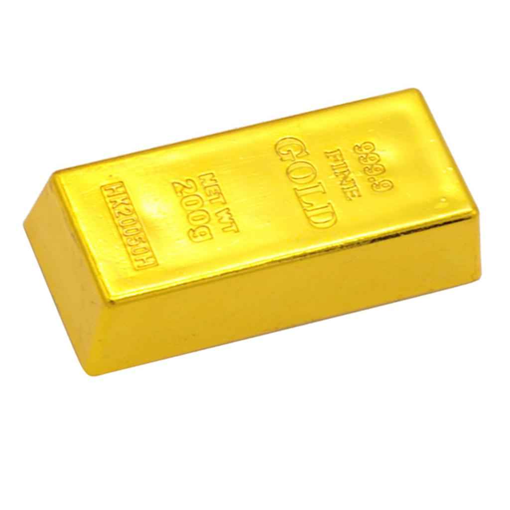 1x Fake Gold Bullion Bar Paperweight Door Stop for Childen Kids Toy Gift