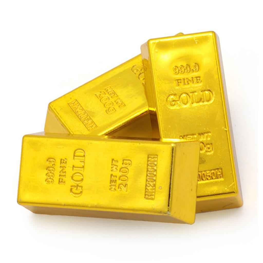 1x Fake Gold Bullion Bar Paperweight Door Stop for Childen Kids Toy Gift