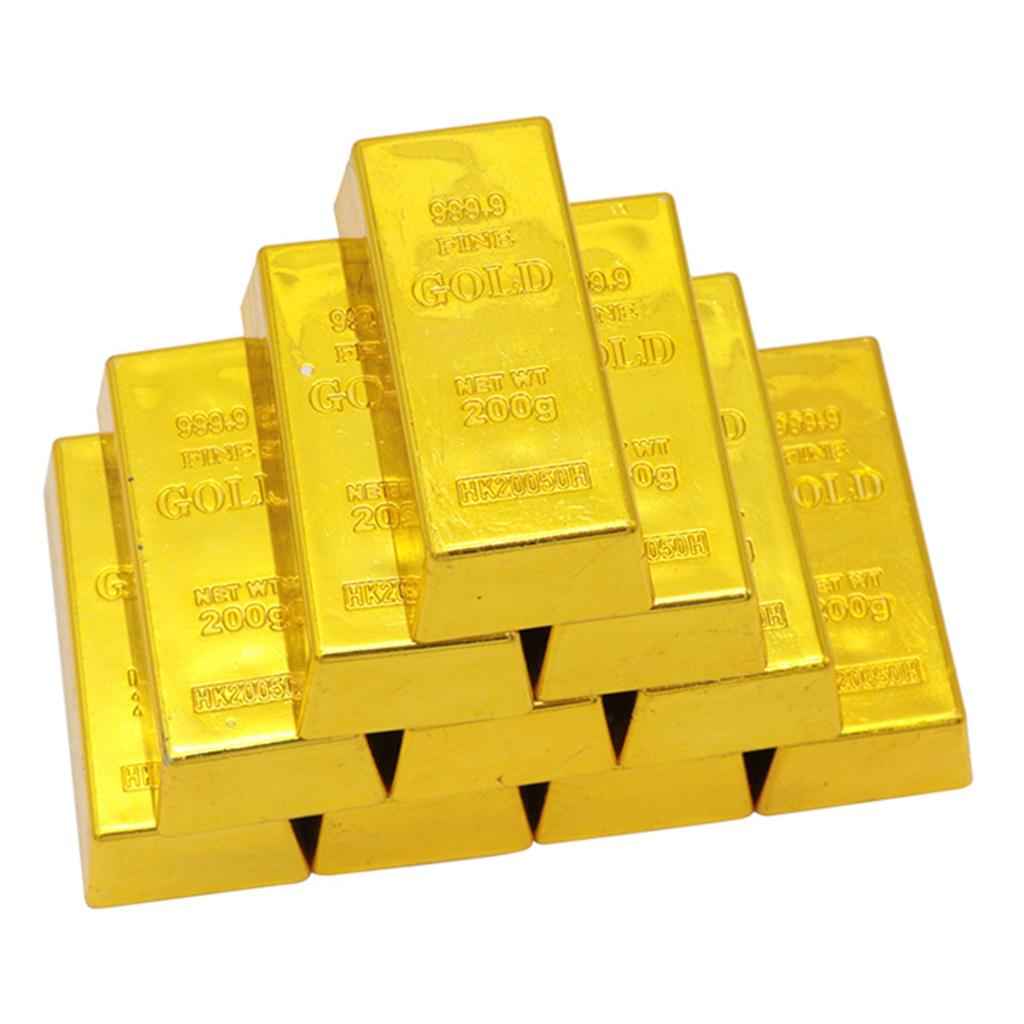1x Fake Gold Bullion Bar Paperweight Door Stop for Childen Kids Toy Gift