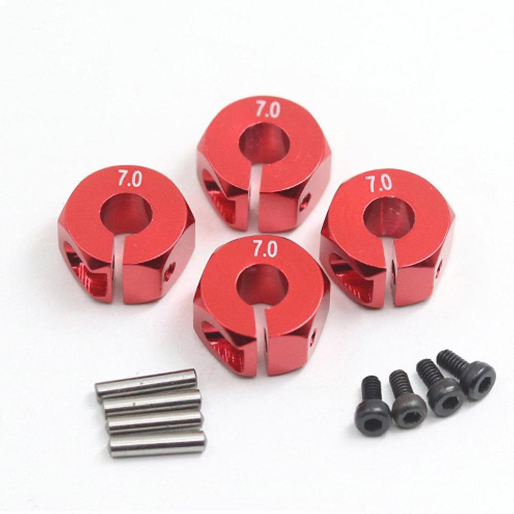 3x4X 12mm Wheel Hex Hub Adapter 7mm Thick For RC Car 1/10 Upgrades Red